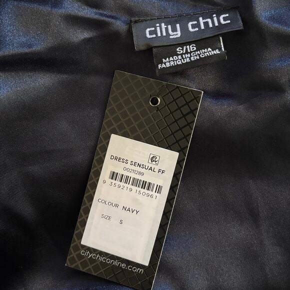 NEW City Chic Plus Size S 16 Sensual Satin Evening Dress One Shoulder Navy Blue - Picture 5 of 7